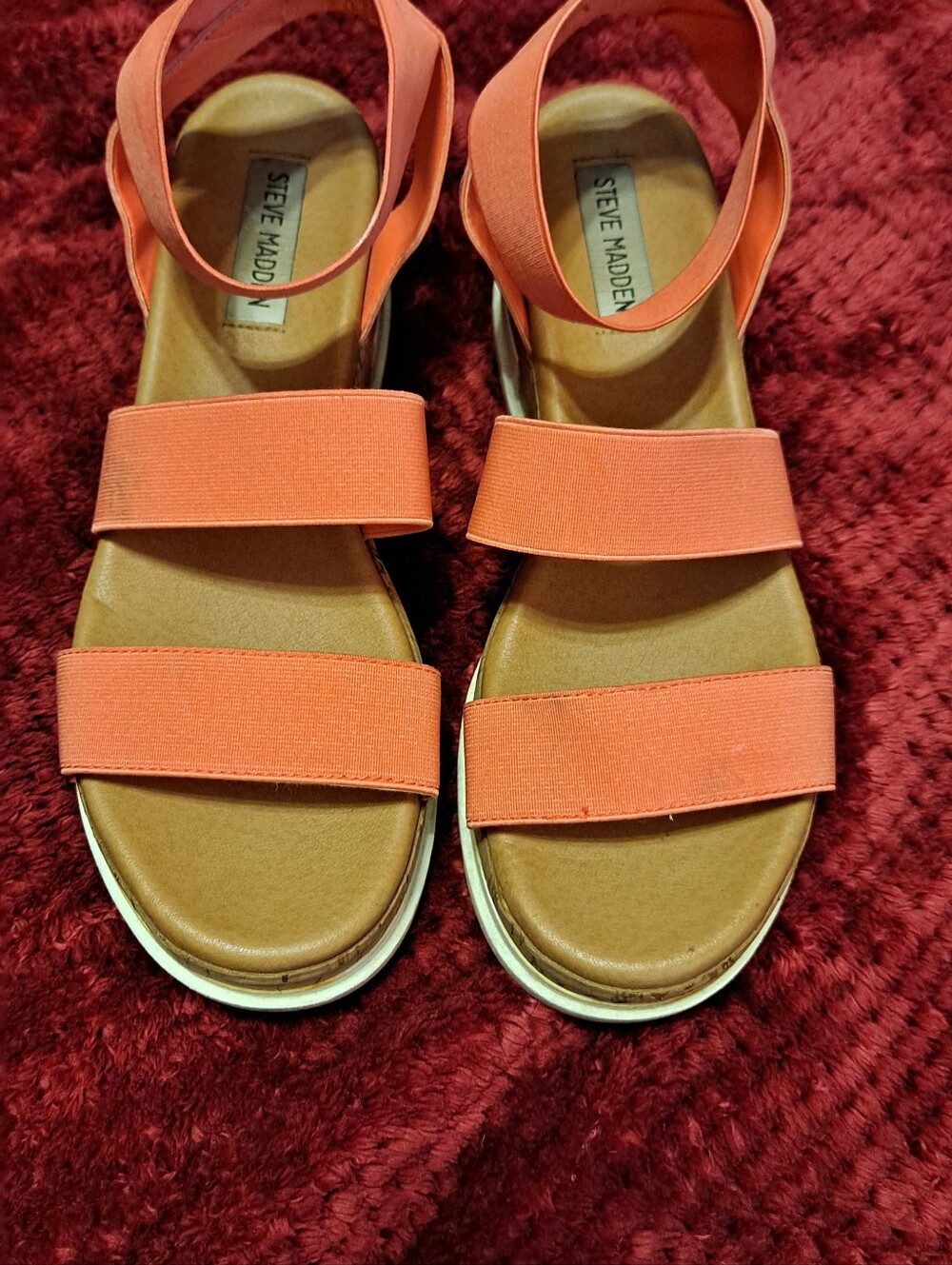 Steve Madden Orange Elastic Strap Sandals Sz 9M
